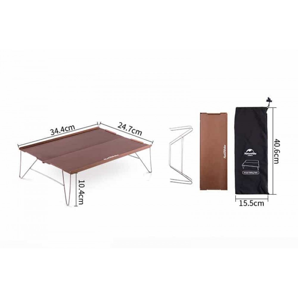 Складной алюминиевый стол для пикника Naturehike NH17Z001-L, 34х25 см, серый