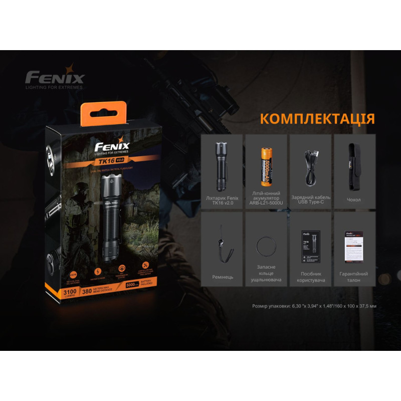 Ручной фонарь Fenix TK16 V2.0, зеленый