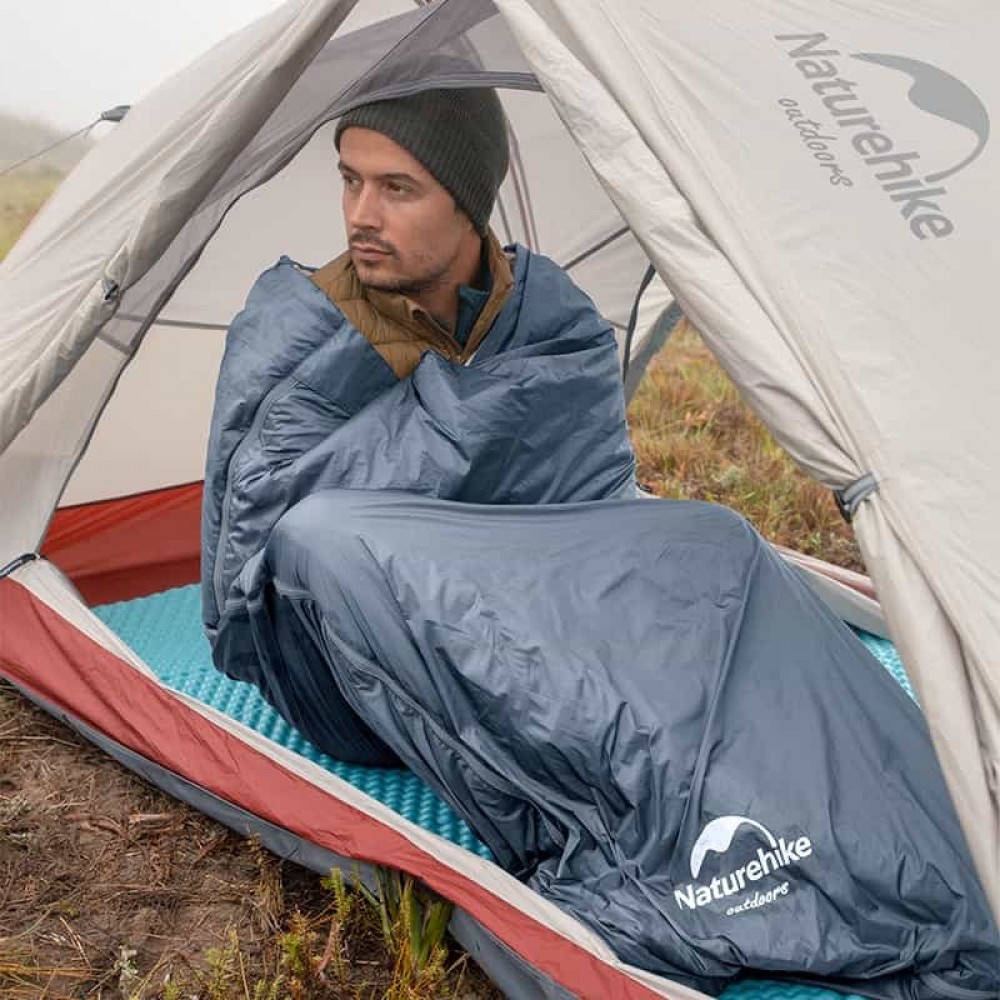 Спальник сверхлегкий Naturehike Ultralight LW180 NH21MSD09 правый, (15°C), размер M, серо-синий