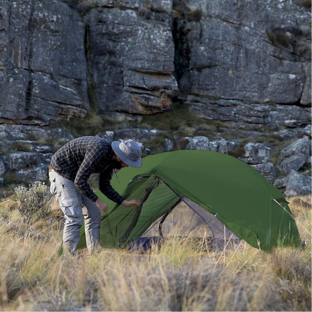 Ультралегкая двухместная палатка с подстилкой Naturehike Mongar NH17T007-M, 210T, темно-зеленая