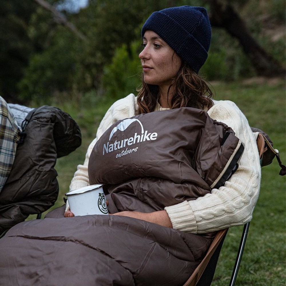 Спальный мешок с капюшоном Naturehike U250 NH20MSD07, (6°C), правый, коричневый