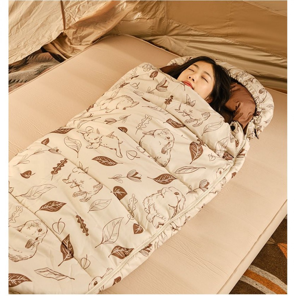 Спальный мешок Naturehike MT180 CNH22SD015, левый, бежевый с принтом