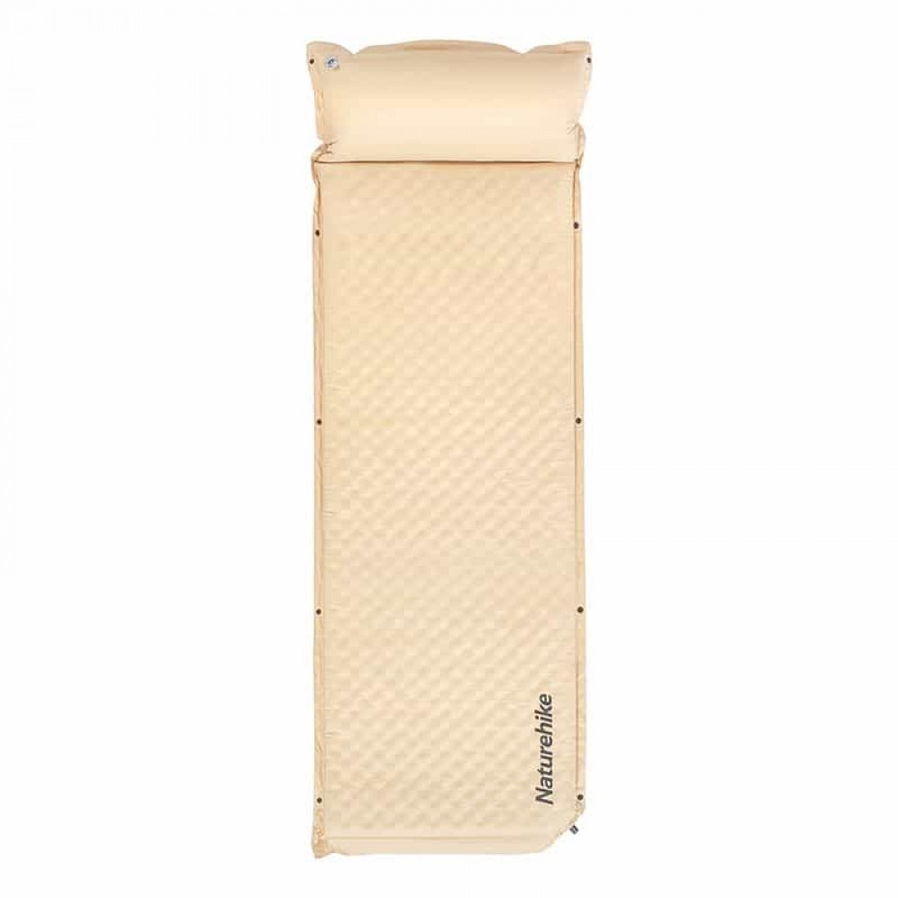 Самонадувной коврик одноместный с подушкой Naturehike CNK2300DZ014, 60 мм, бежевый
