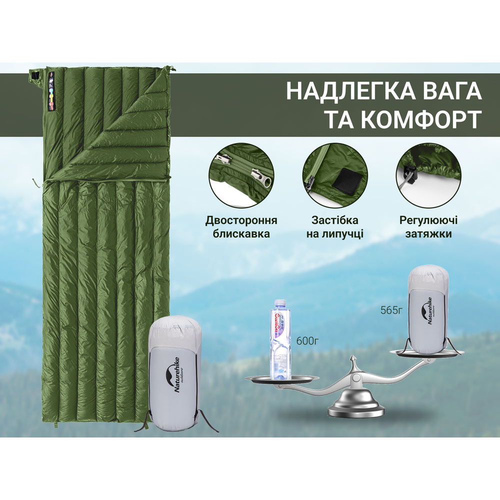 Спальный мешок с натуральным пухом Naturehike CWM400 CNK2300SD013, темно-синий