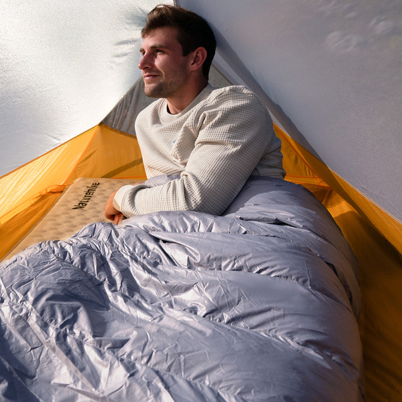 Спальник с натуральным пухом Naturehike CW400 NH18C400-D, размер L, желто-серый