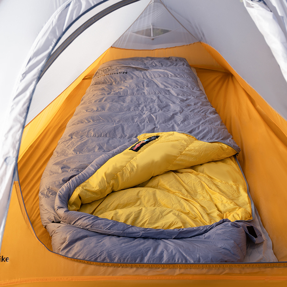 Спальник с натуральным пухом Naturehike CW400 NH18C400-D, размер L, желто-серый