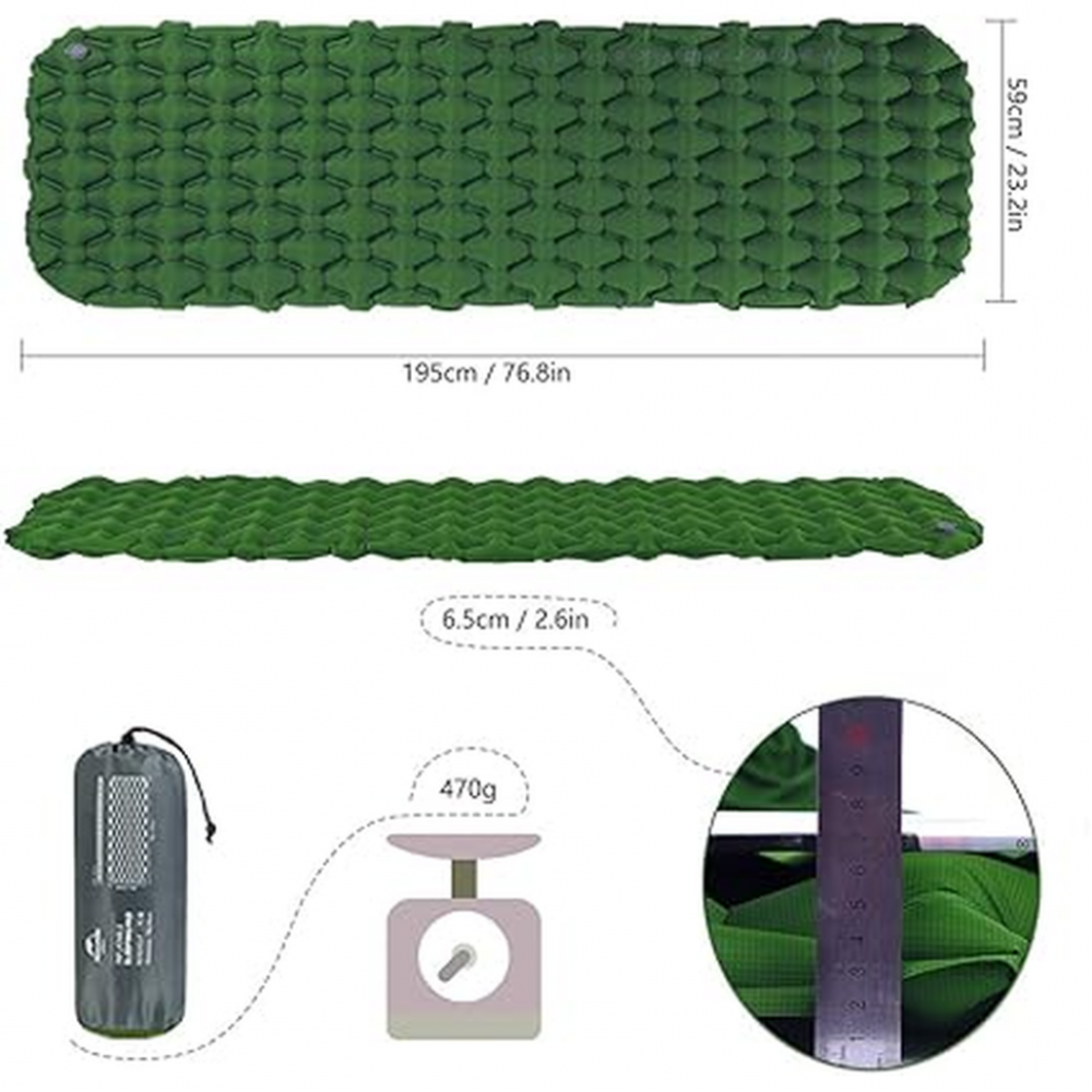 Коврик надувной Naturehike FC-10 NH19Z001-P, 65 мм, зеленый