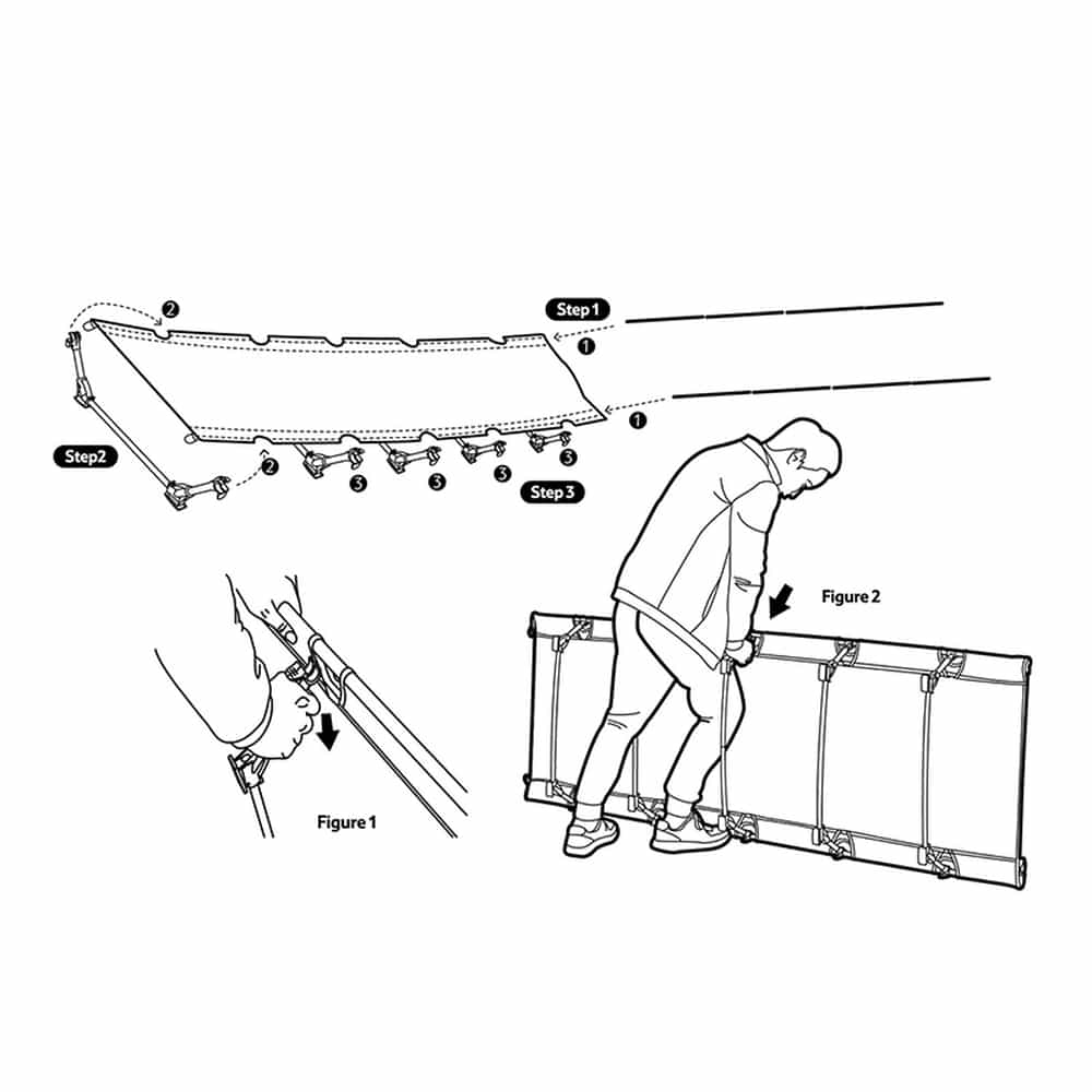 Ліжко складане Naturehike XJC05 NH20JJ001, Поліестер Oxford / алюміній, чорне