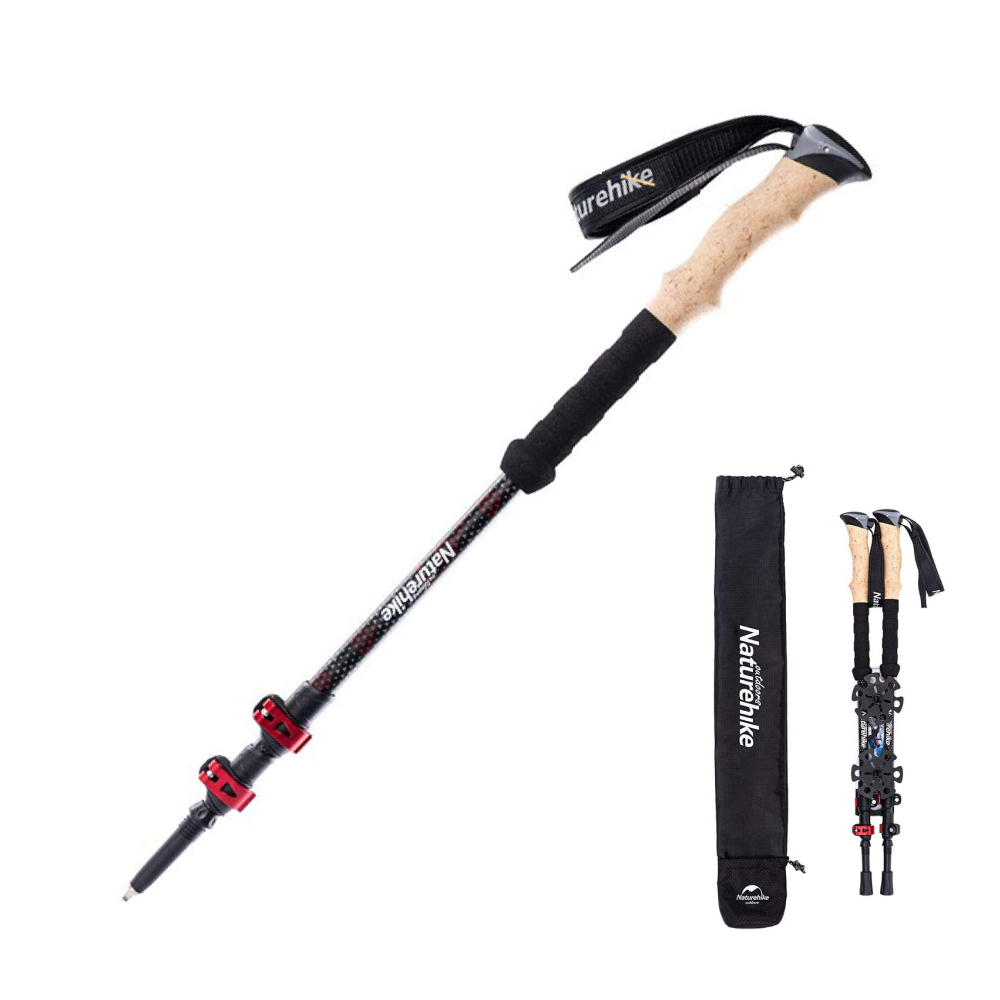 Треккинговая палка Naturehike NH20DS003, 135 см, черный/красный