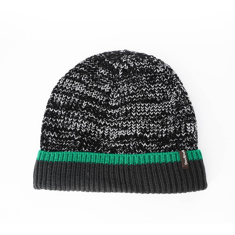 Шапка водонепроницаемая Dexshell Cuffed Beanie, р-р L/XL (58-60 см) черная с зеленой полосой