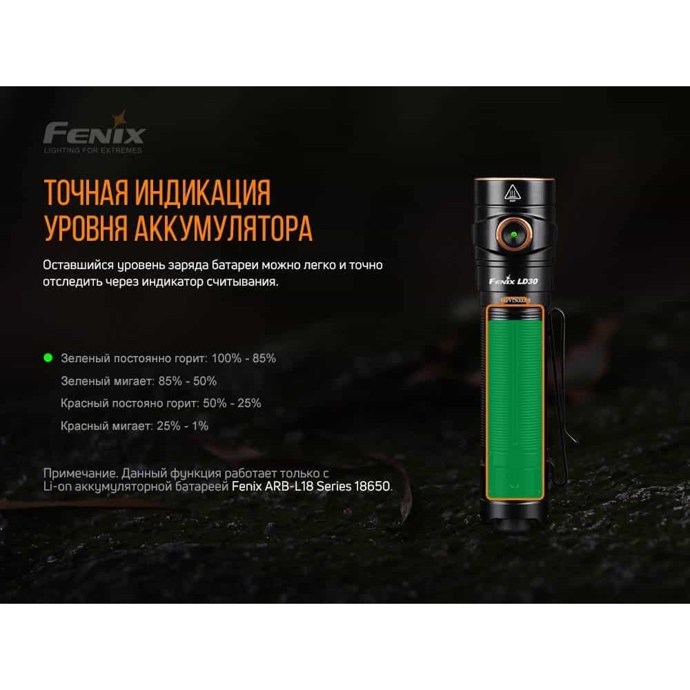 Фонарик ручной Fenix LD30 с аккумулятором (ARB-L18-3400)