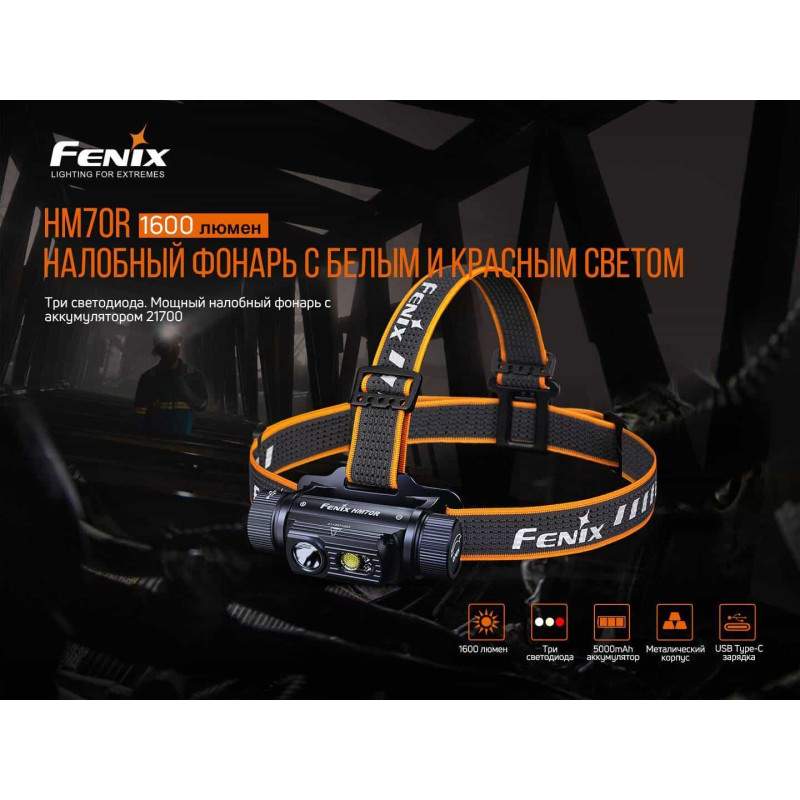Фонарик налобный Fenix HM70R