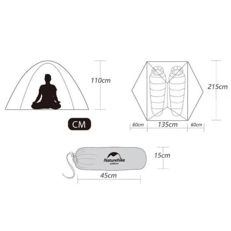 Палатка сверхлегкая двухместная с футпринтом Naturehike Star-River 2 Updated NH17T012-T, 210T, оранжевая
