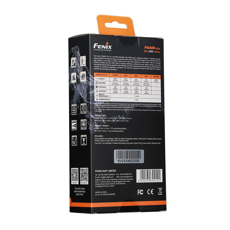 Ліхтар ручний Fenix PD40R V2.0 + Ліхтар ручний Fenix E01 V2.0