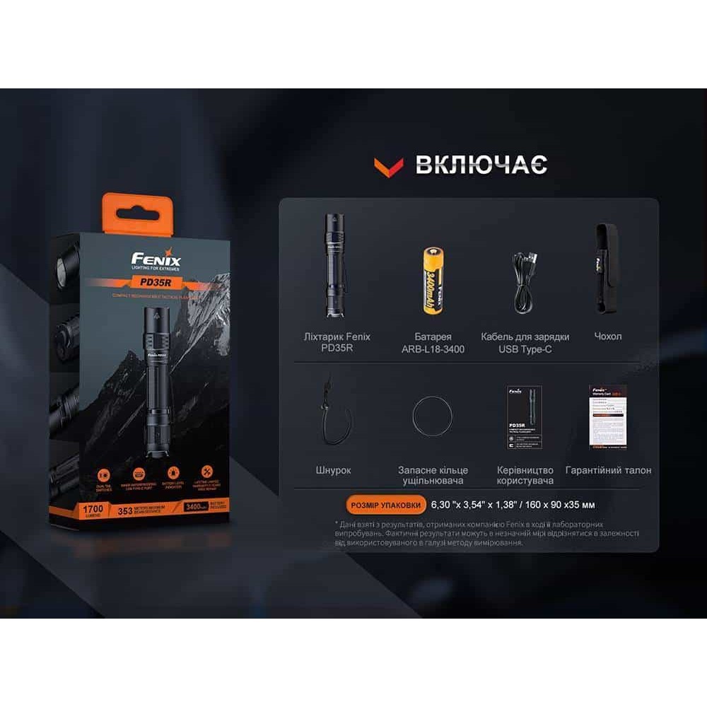 Фонарик тактический аккумуляторный Fenix PD35R