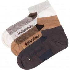 Носки быстро сохнущие Naturehike NH21FS013, 3 пары (бежевые, коричневые, черные), размер М