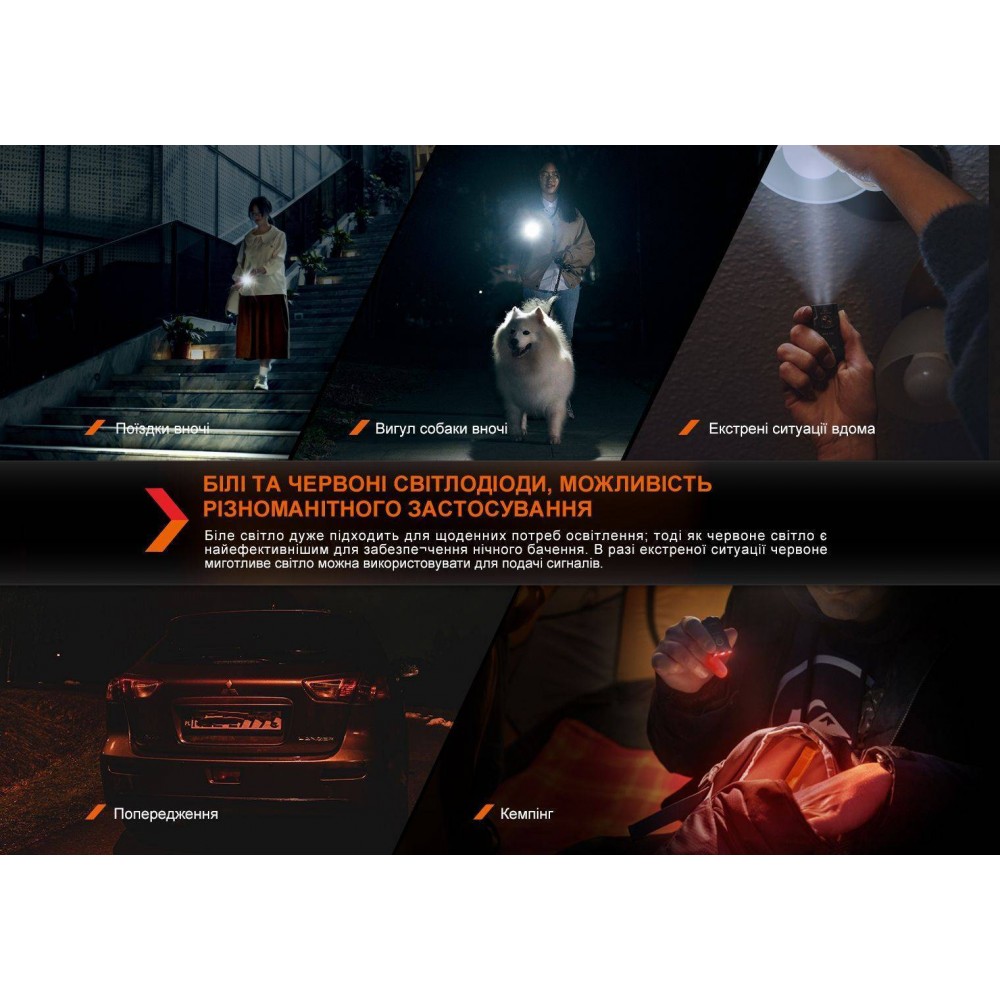 Фонарик наключный Fenix E03R V2.0, серый