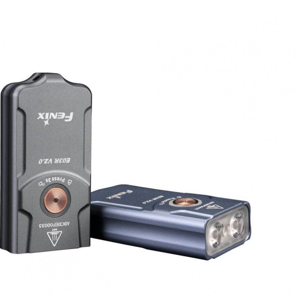 Фонарик наключный Fenix E03R V2.0, серый