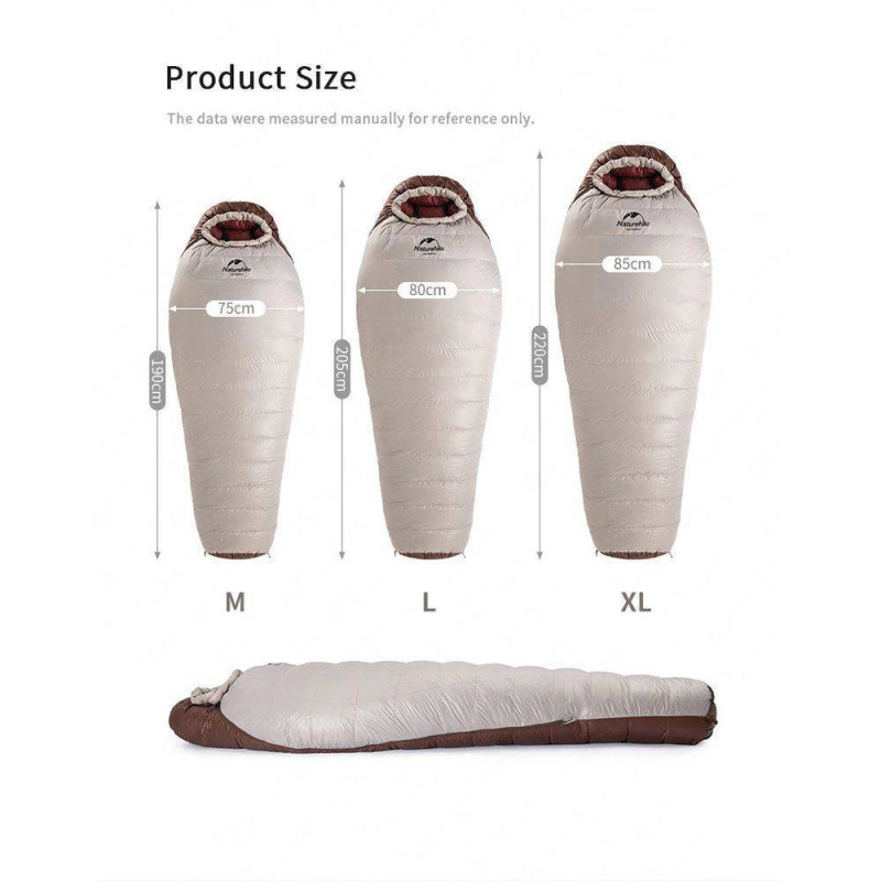 Спальник с натуральным пухом Naturehike Snowbird NH20YD001, р-р L, коричневый 560 г
