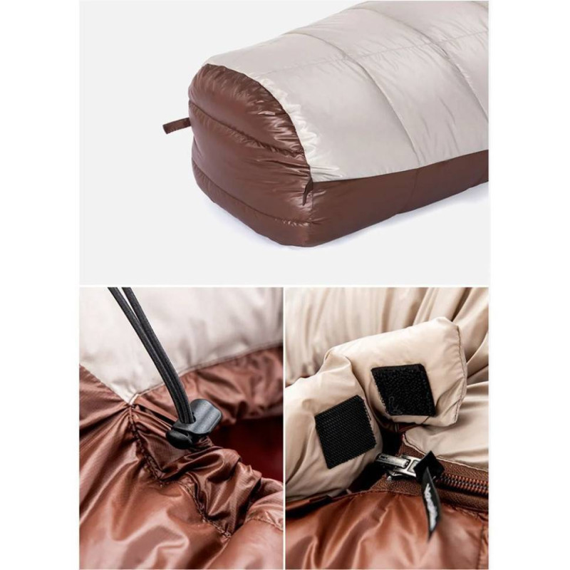 Спальник с натуральным пухом Naturehike Snowbird NH20YD001, p-р L, коричневый 980 г