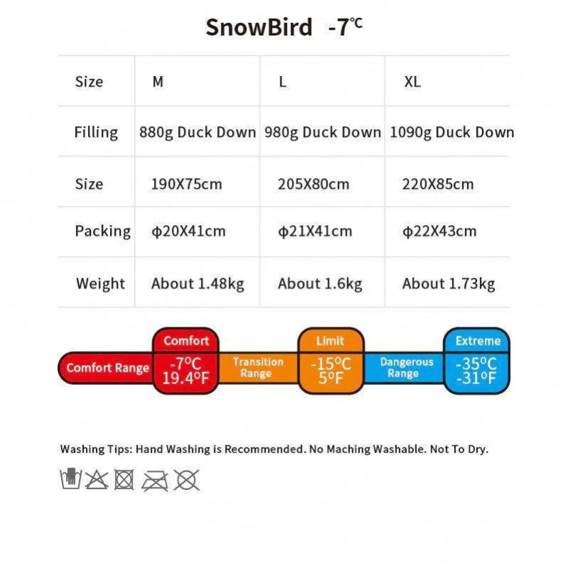 Спальник с натуральным пухом Naturehike Snowbird NH20YD001, p-р L, коричневый 980 г