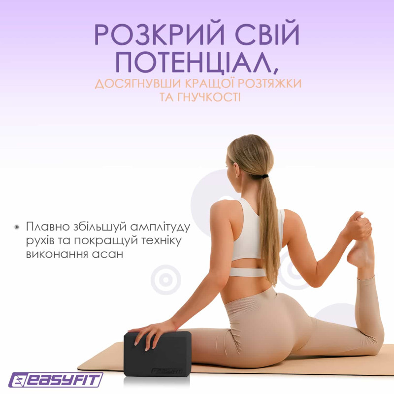 Блок для йоги EasyFit EVA черный