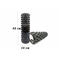 Массажный ролик EasyFit Grid Roller PRO 45 см черный