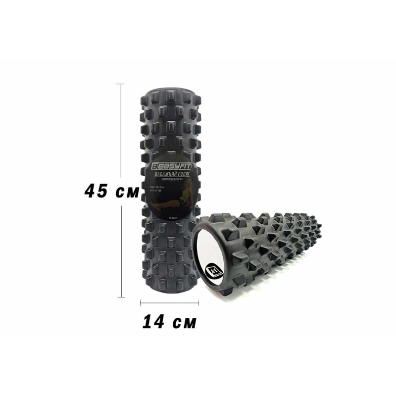 Массажный ролик EasyFit Grid Roller PRO 45 см черный