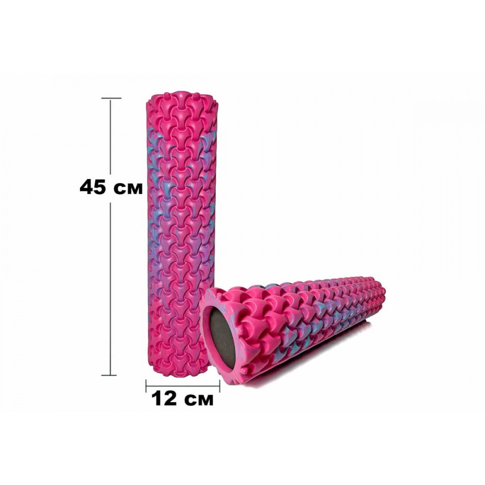 Масажний ролик EasyFit Plexus 45 см рожевий-блакитний