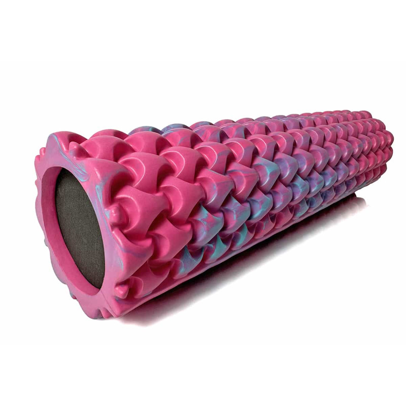 Масажний ролик EasyFit Plexus 45 см рожевий-блакитний