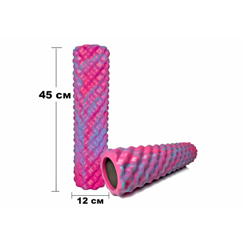 Массажный ролик EasyFit Bubbles 45 см розовый-голубой