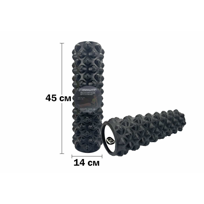 Массажный ролик EasyFit Grid Roller Extreme 45 см черный