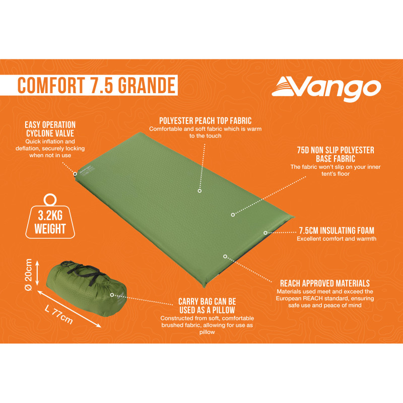 Коврик самонадувной Vango Comfort 7.5 Grande Herbal (SMQCOMFORH09M1K)