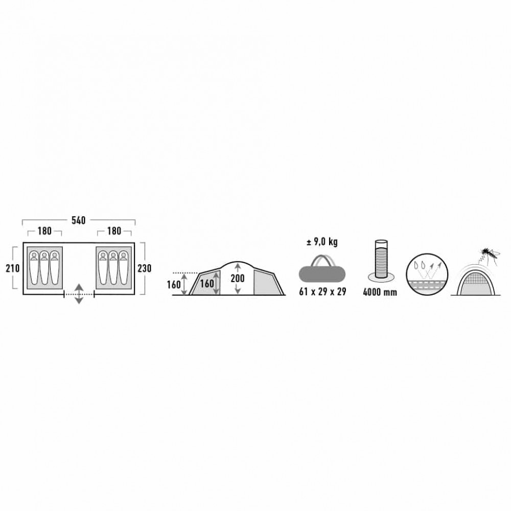 Палатка шестиместная High Peak Como 6.0 Dark Grey/Green (10263)