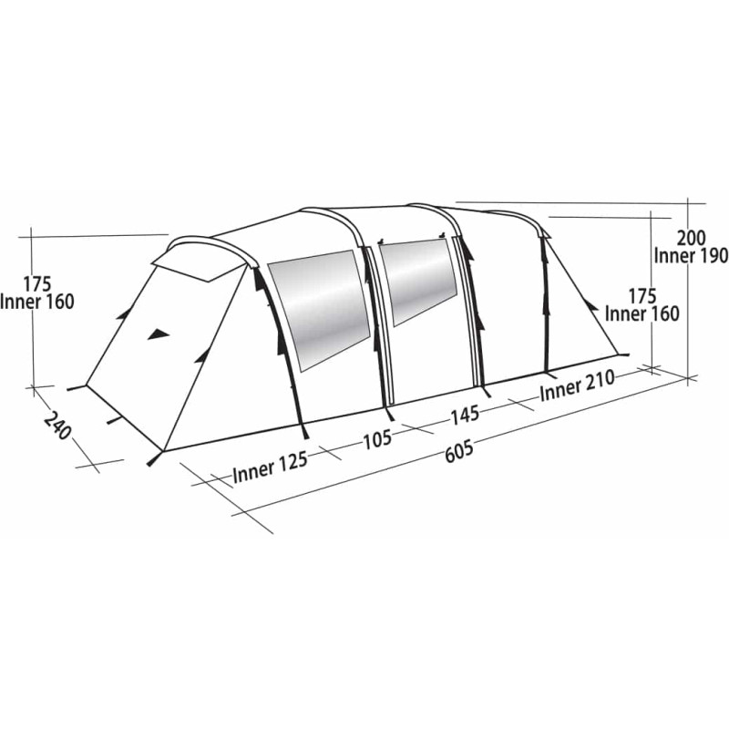 Палатка шестиместная Easy Camp Huntsville Twin 600 Green/Grey (120409)
