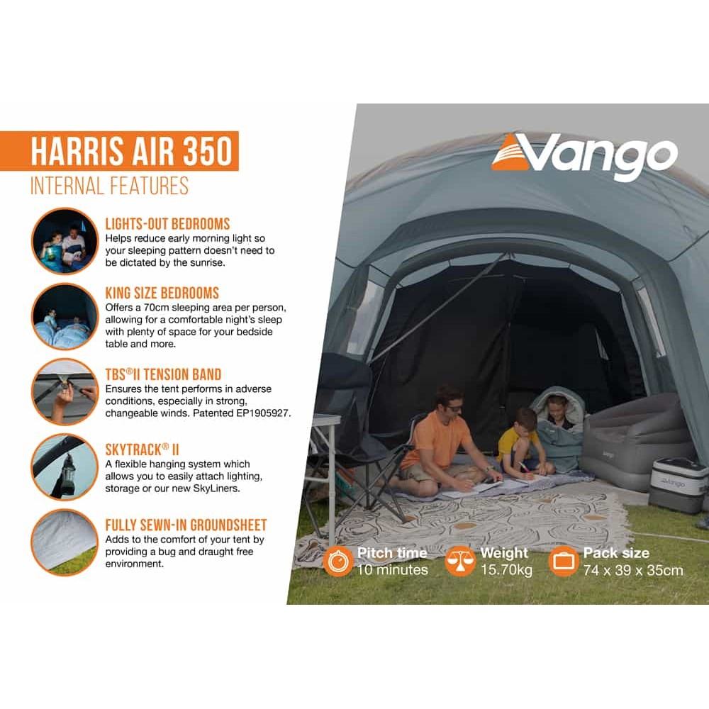 Намет тримісний Vango Harris Air 350 Mineral Green  (TETHARRAI000001)