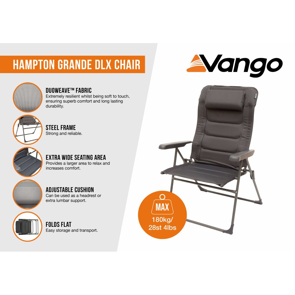 Стілець кемпінговий Vango Hampton Grande DLX Chair Excalibur (CHRHAMPTOE27A3T)