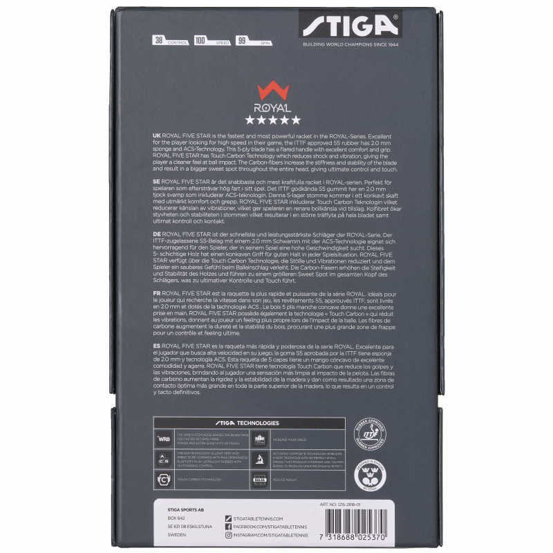 Ракетка для настольного тенниса Stiga Royal Carbon 5 Star FL (1215-2818-01)