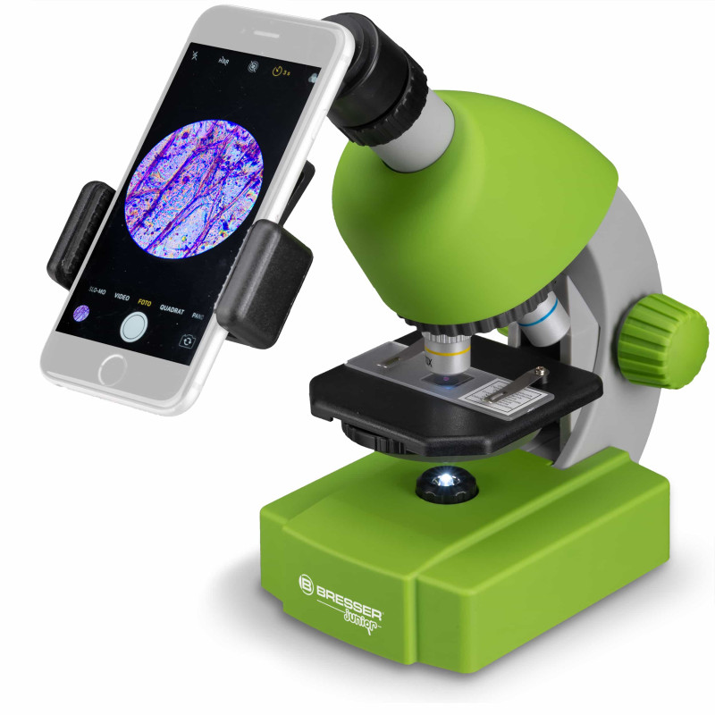 Микроскоп Bresser Junior 40x-640x Green с набором для экспериментов и адаптером для смартфона (8851300B4K000)