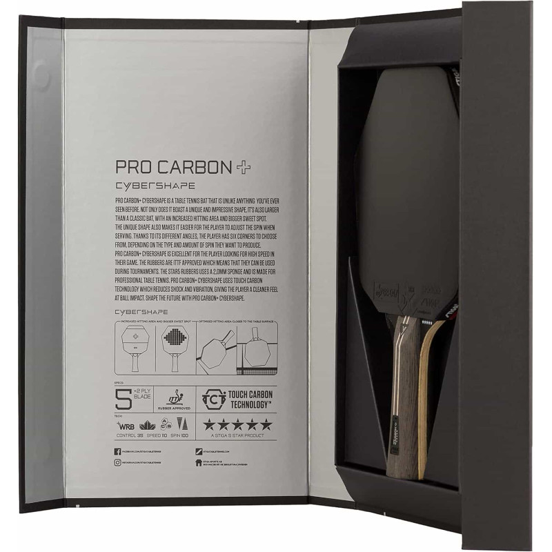 Ракетка для настільного тенісу Stiga Pro Carbon Plus Cybershape 5 Star FL (1215-0401-35)