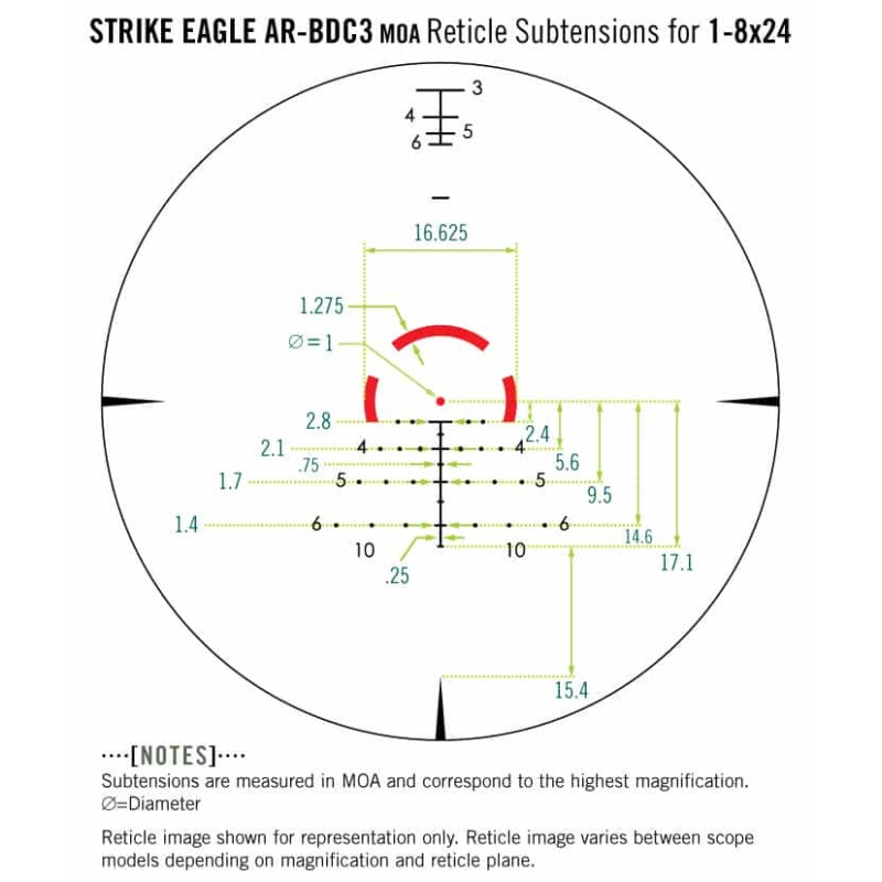 Оптический прицел Vortex Strike Eagle 1-8x24 (AR-BDC3 IR) (SE-1824-2)
