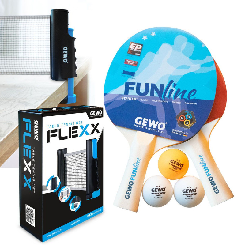 Набор для настольного тенниса Gewo Double-Fun + сетка Flexx (103360000)