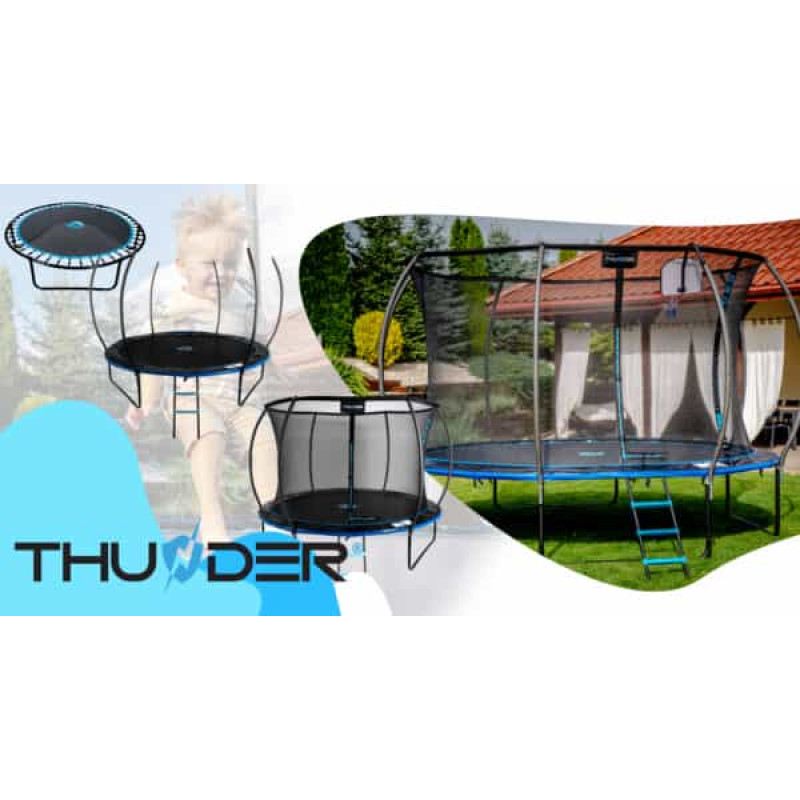 Батут Thunder Ultra 312 см Blue з внутрішньою сіткою та драбинкою