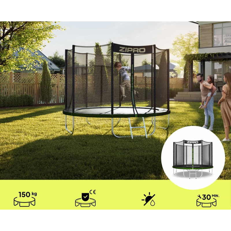 Батут Zipro Jump Pro 252 см з зовнішньою сіткою і драбинкою