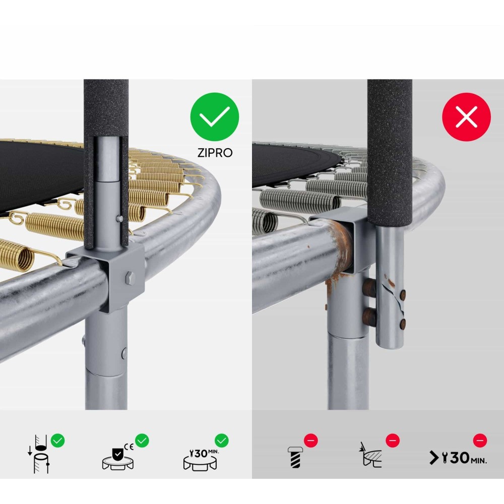 Батут Zipro Jump Pro 252 см з зовнішньою сіткою і драбинкою