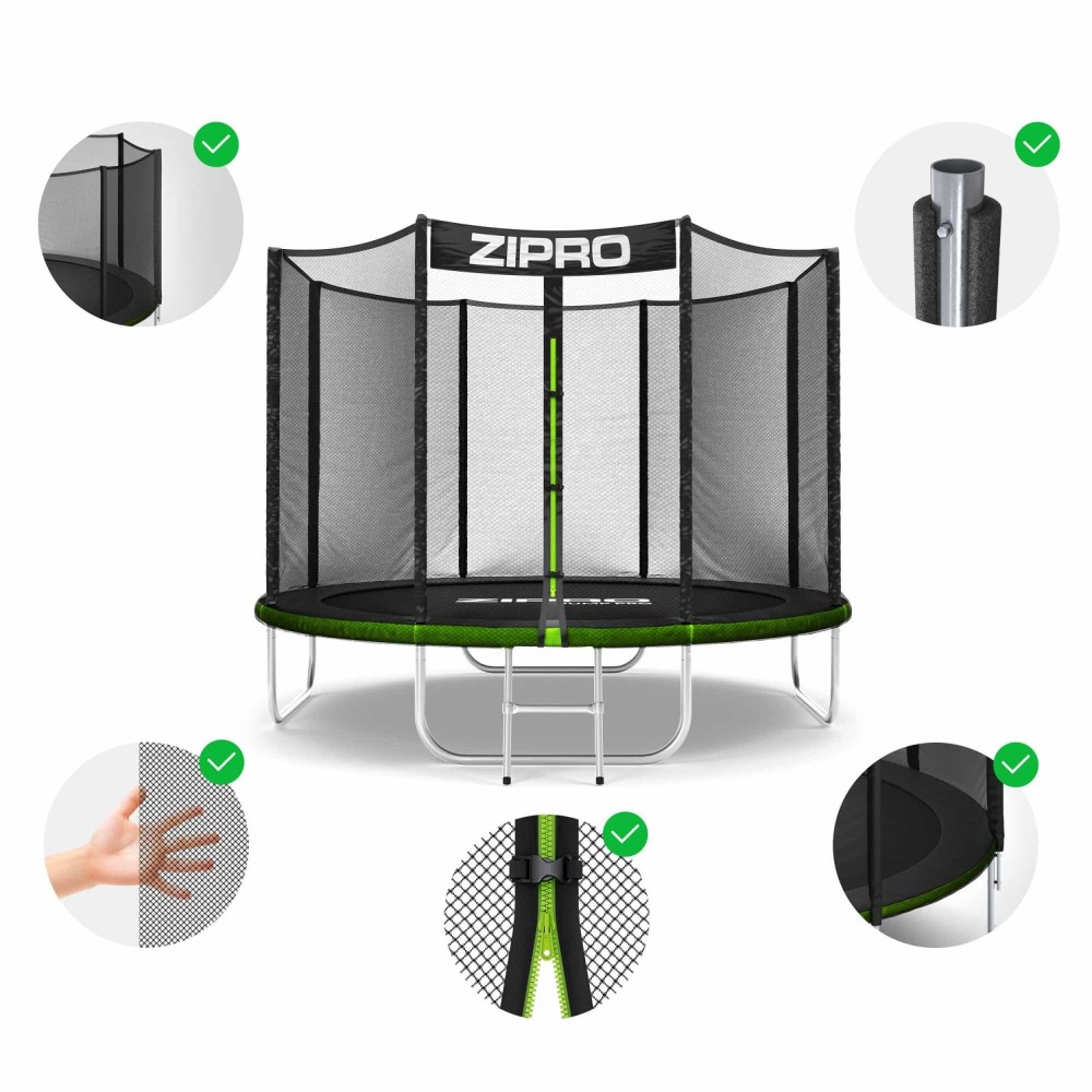 Батут Zipro Jump Pro 252 см з зовнішньою сіткою і драбинкою