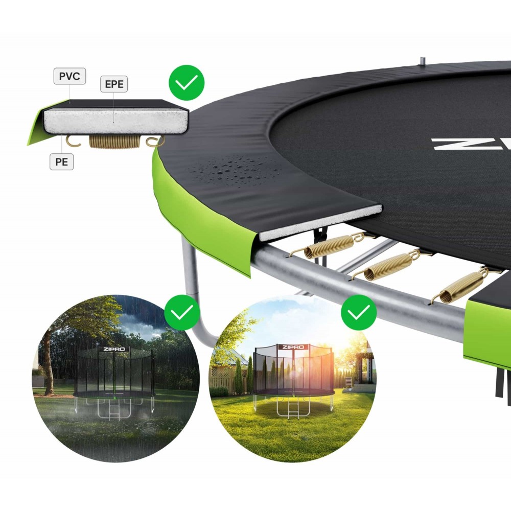 Батут Zipro Jump Pro 252 см з зовнішньою сіткою і драбинкою