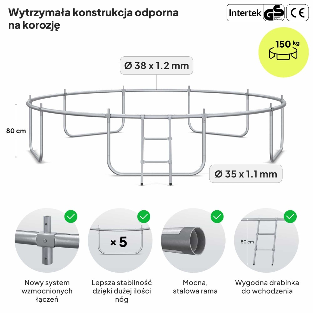 Батут Zipro Jump Pro Premium 374 см с внутренней сеткой и лестницей