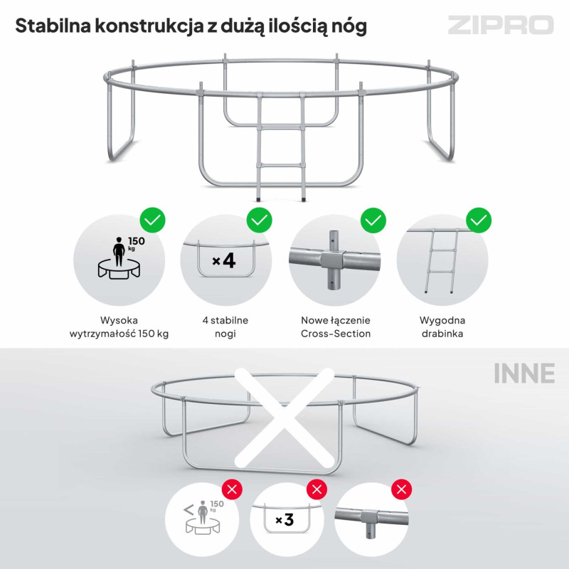 Батут Zipro Jump Pro 312 см с внешней сеткой и лестницей