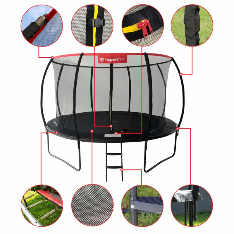 Батут inSPORTline Flea PRO 430 см с защитной сеткой и лестницей